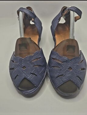 Gentle Souls by Kenneth Cole 'Lily Moon' Blue Wedges Sz 6.5 Cottagecore Boho